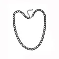 Close-up view of a black stainless steel Cuban link chain necklace with lobster clasp - Necklace (YN833-BLK)