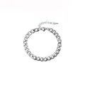 Detailed view of a silver stainless steel Cuban chain bracelet with extension and clasp - Bracelet (YB827-S) / Silver