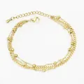 Detailed view of the triple-layered gold-plated stainless steel bead chain anklet with lobster clasp - 3-Layer Bead Chain Style (YB829-G) / Gold
