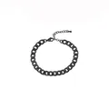 Detailed view of the black stainless steel Cuban link bracelet with a lobster clasp - Bracelet (YB827-BLK) / Black