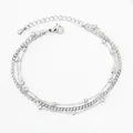 Close-up of triple-layered stainless steel bead chain bracelet in silver finish - 3-Layer Bead Chain Style (YB829-S) / Silver