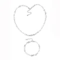 Zilveren roestvrijstalen paperclip ketting en armband sieradenset - Paperclip Ketting Armband Set (YB781-YN782-S-set)