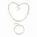 Gouden roestvrijstalen sieradenset met paperclip ketting en armband voor dames - Paperclip Ketting Armband Set (YB781-YN782-G-set)