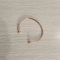 Rose gold stainless steel cuff bracelet with screw-off ball ends for DIY jewelry - Unscrewed Ball Head DIY Open Bangle (YB-219RG) / Inner Diameter 70mm (Without Positioning Beads) / Rose Gold