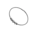 Detailed view of stainless steel wire bracelet with textured beads and silver finish - Knurled Texture Style (YB-034)