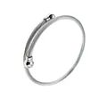 Detailed view of a silver stainless steel twisted wire open bangle bracelet for women - Minimalist Round Bead Style (YB-025)