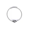 Close-up of stainless steel wire cuff bracelet featuring a detailed soccer ball bead accent - Energetic Football Style (YB-979)
