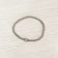 Silver stainless steel bead bracelet with heart charm engraved with the letter Z detail - Heart Initial Z Style (YB-S1090-Z) / Stretchy
