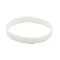 Detailed macro view of a plain white luminous silicone wristband with smooth finish - White