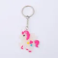 Detailansicht eines leuchtenden PVC-Einhorn-Schlüsselanhängers mit rosa Mähne und Herzen - Herzmustermuster Körperstil (06 Leuchtend)