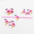 Set creativo da 7 pezzi fenicottero rosa in PVC con bracciale, anelli, fermagli e segnalibri. - Serie Fenicottero / Rosa (Stile 1)