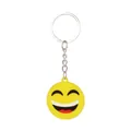 Vista dettagliata di un portachiavi in silicone giallo con faccina e anello in metallo. - Faccina Sorridente (Stile 2) / 3.5mm / Giallo