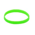 Close-up of a fluorescent green glow-in-the-dark silicone wristband on white background. - Green