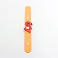 Vibrant orange silicone flamingo slap bracelet with colorful star patterns for party favors - Orange