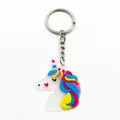 Makrodetail eines leuchtenden PVC-Einhorn-Schlüsselanhängers mit bunter Regenbogenmähne. - Herzgesichtsstil (Nachtleuchtend 1)