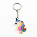 Portachiavi a forma di unicorno in PVC morbido con criniera arcobaleno colorata - Stile Criniera Arcobaleno (Luminoso 2)