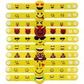 Collection de bracelets slap en silicone PVC jaune avec diverses expressions emoji populaires - Mélange Aléatoire / Jaune