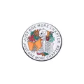 Enamel pin featuring a skeleton reading a book with flowers and Just One More Chapter text - Reading Skeleton Floral (QHXZ822)