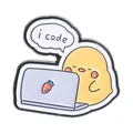 Süße gelbe Cartoon-Vogel Programmierer Metall Emaille Brosche Pin für Computer Liebhaber - i code Programmierer Vogel (UVXZ407)