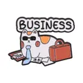 Niedliche Geschäfts-Katze Emaille-Anstecknadel mit Sonnenbrille und Aktentasche - BUSINESS Katze (UVXZ451)