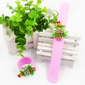 Detail of pink silicone slap bracelet with green Christmas tree decoration - Pink (Style 3)