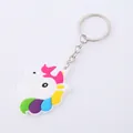 Simpatico portachiavi a forma di unicorno con criniera arcobaleno in morbido PVC - Nuovo Stile F Testa di Unicorno (3474313904426) / Viso Bianco Criniera Arcobaleno
