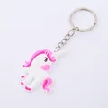 Simpatico portachiavi unicorno in gomma morbida PVC con criniera rosa e anello - Nuovo Stile G Unicorno a Corpo Intero (3482946576091) / Criniera Rosa Corpo Completo