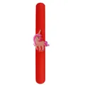 Vibrant red silicone slap bracelet with cute cartoon unicorn charm for kids parties - Watercolor Unicorn / Red