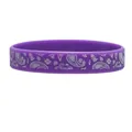 Durable purple silicone wristband featuring a classic white paisley pattern for party favors - Purple Paisley Pattern