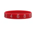 Red silicone wristband printed with numbers 2 4 6 8 10 for parties and events - Digital Printed Style / Red