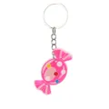 Simpatico portachiavi a forma di caramella rosa cartoon con pois colorati vivaci - Caramella Rosa