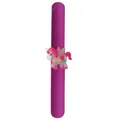Purple silicone slap bracelet for kids with a cute luminous cartoon unicorn charm accessory - Watercolor Unicorn / Purple