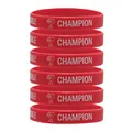 Set di sei braccialetti sportivi in silicone rosso con scritta Champion e trofeo - Rosso