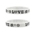 Braccialetto in silicone da pallavolo bianco con stampa LOVE nera per lo sport - Motivo Cuore Pallavolo (20161210) / Bianco (Stile Amore Pallavolo)