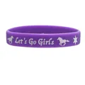 Purple silicone wristband featuring Let's Go Girls text and white horse graphics - Purple Girls Inspirational Style
