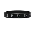 Black silicone wristband with white printed numbers 3 to 15 for sports or party gifts - Digital Printed Style / Black