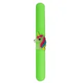 Luminous green silicone slap bracelet with cute unicorn character for kids - Watercolor Unicorn / Green