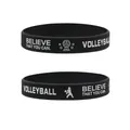 Braccialetto in silicone nero per pallavolo con testo motivazionale bianco 'Believe' - Credi di poterlo fare (20161210) / Nero (Stile Credere)