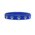 Blue silicone wristband with grey cat paw print patterns for themed parties and gifts - Sapphire Blue