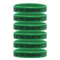 Set di braccialetti in silicone verde da calcio con testo I AM THE CHAMPION e trofeo - Verde scuro