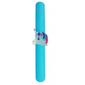 Blue silicone slap bracelet with a cute cartoon unicorn charm for kids wrist wear - Watercolor Unicorn / Blue