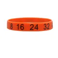 Vibrant orange silicone wristband with clear black printed numbers 8 16 24 32 for party - Digital Printed Style / Orange