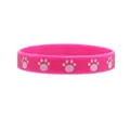 Bright pink silicone wristband with white cat paw print patterns for party favors - Pink