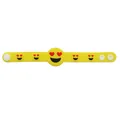 Bracelet en silicone jaune avec motifs emoji yeux en cœur et fermeture par bouton-pression - Emoji Yeux en Cœur / Jaune