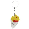 Porte-clés mignon en forme de frites avec visage souriant et ketchup pour cadeaux de fête - Frites avec Visage Souriant
