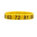 Vibrant yellow silicone rubber wristband with clear black printed numbers for events - Digital Printed Style / Yellow