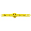 Bracelet en silicone jaune avec motif smiley noir et boutons pression - Expression souriante / Jaune