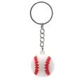 Realistischer weißer Baseball-Schlüsselanhänger mit roten Nähten und Metallring - 3D-Baseball