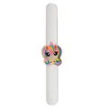 Luminous white silicone slap bracelet featuring a colorful cartoon unicorn decoration - Watercolor Unicorn / White