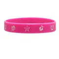 Vibrant pink cowgirl silicone wristband featuring white cowboy-themed graphic prints for party gifts - Pink Cowgirl Style